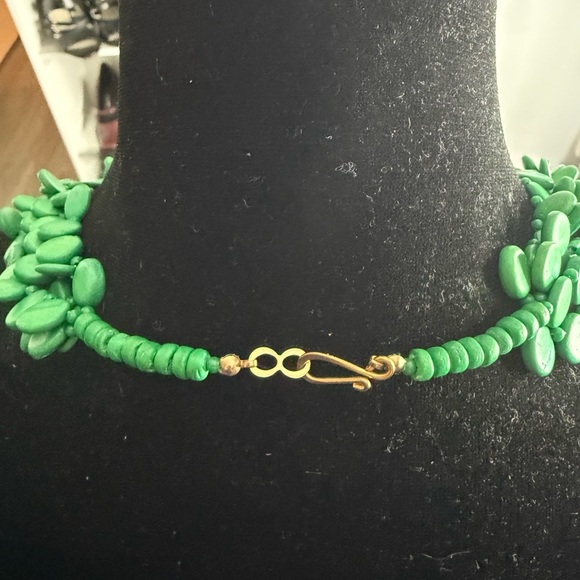 VINTAGE Vibrant Green Circular 4 Strand Layering Statement Boho Necklace $40 - Picture 4 of 4
